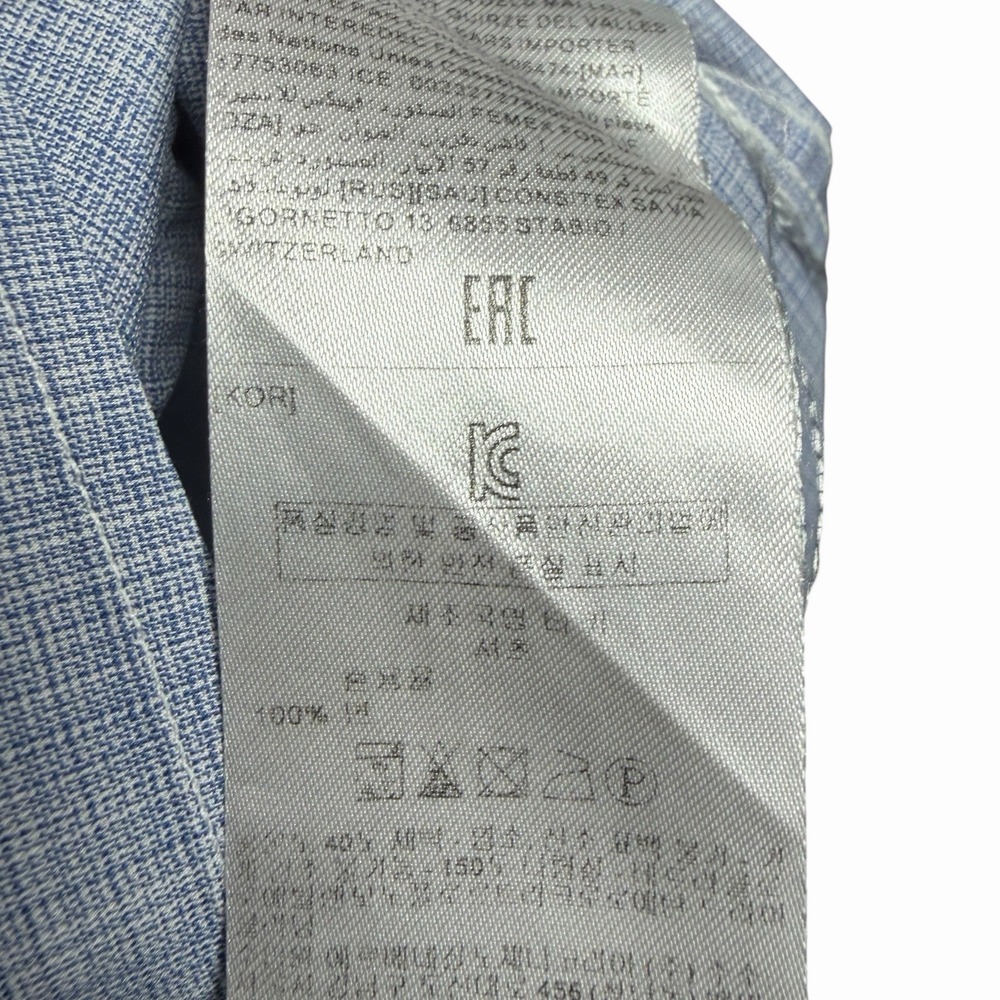 Ermenegildo Zegna Mens Traveller XL Blue Check Luxury 100% Cotton Shirt Designer - Picture 9 of 12